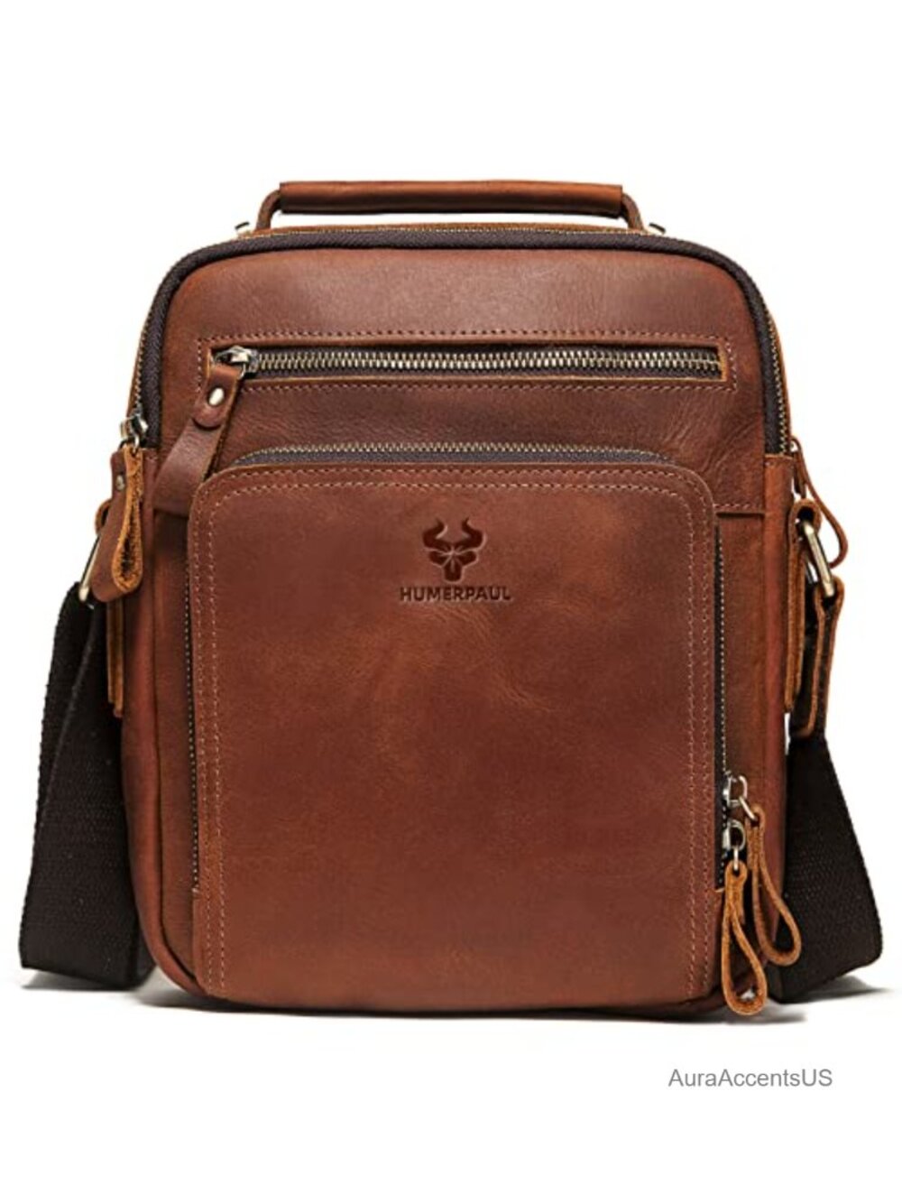 Genuine Leather Crossbody Messenger Bag Adjustable Strap Travel